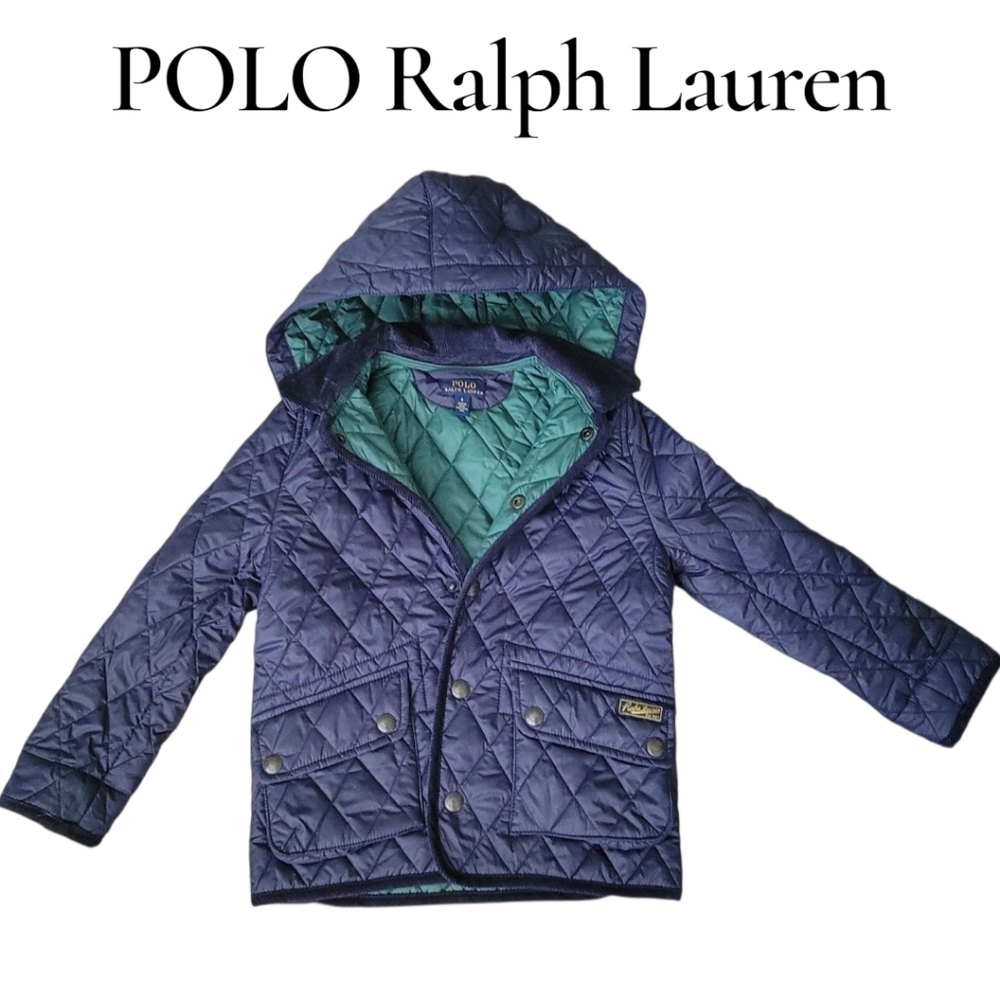 Classic Polo Ralph Lauren Quilted Coat Jacket Blue Green Kids Sz 6
